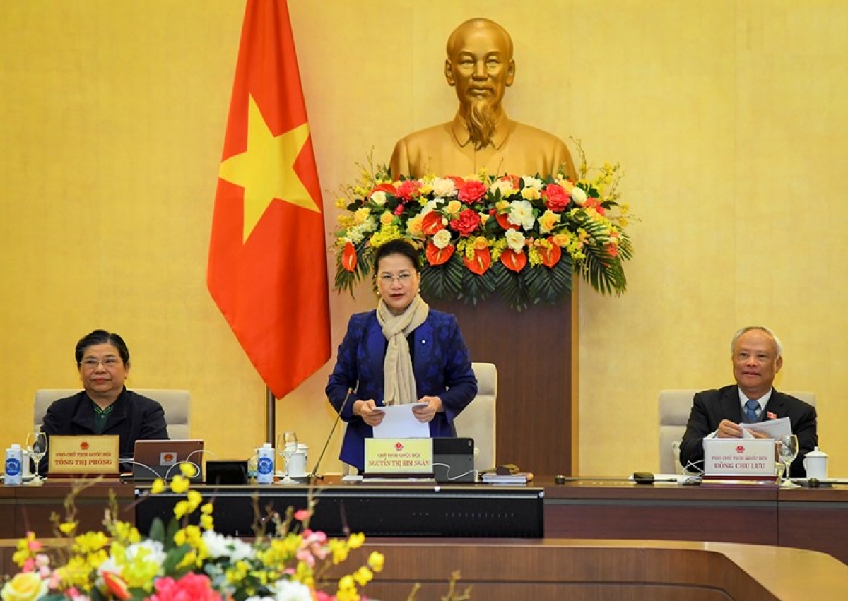 Chủ tịch Quốc hội Nguyễn Thị Kim Ngân phát biểu tại phiên họp thứ 52 của UBTVQH