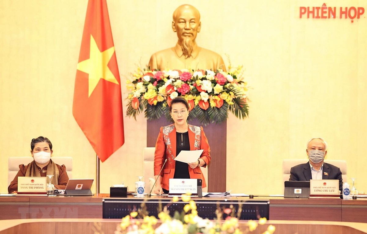 Chủ tịch Quốc hội Nguyễn Thị Kim Ngân chủ trì và phát biểu khai mạc. (Ảnh: Trọng Đức/TTXVN)