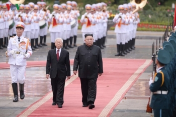 Toàn cảnh Lễ đón Chủ tịch Triều Tiên Kim Jong Un tại Phủ Chủ tịch