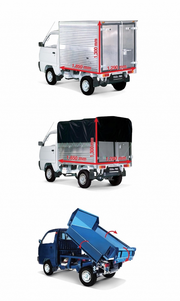 Suzuki Carry Truck có đa dạng loại thùng với nhiều kích thước nhằm đáp ứng các nhu cầu sử dụng khác nhau của khách hàng