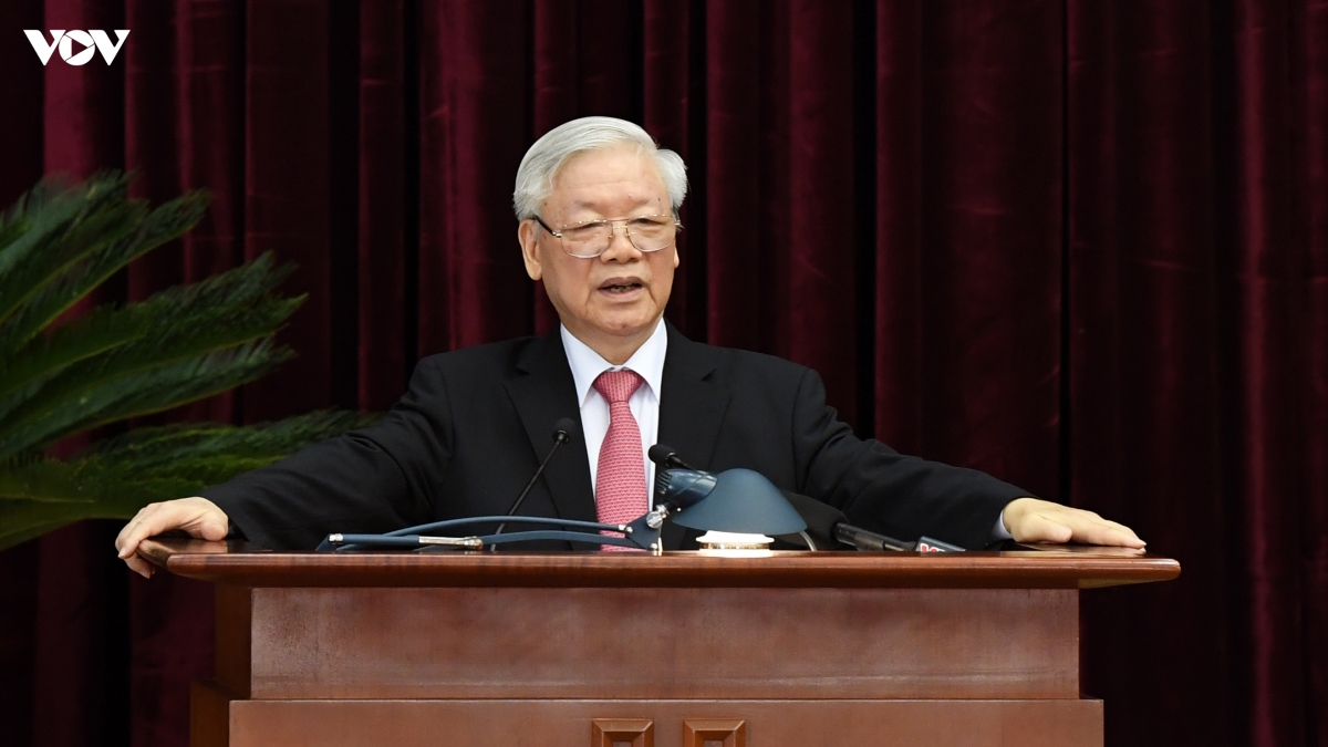Tổng Bí thư, Chủ tịch nước Nguyễn Phú Trọng phát biểu tại Hội nghị Trung ương 13.