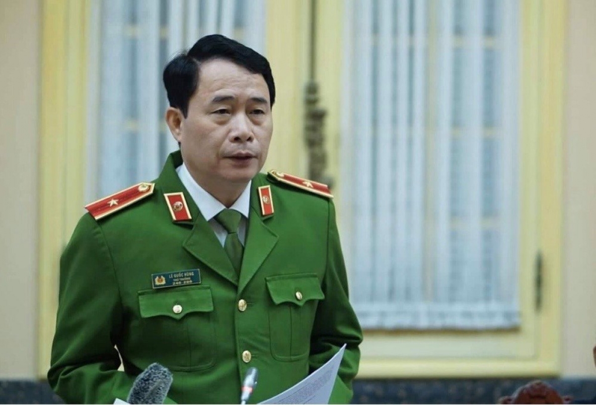 Thiếu tướng Lê Quốc Hùng, Thứ trưởng Bộ Công an tại cuộc họp báo công bố Lệnh của Chủ tịch nước. 