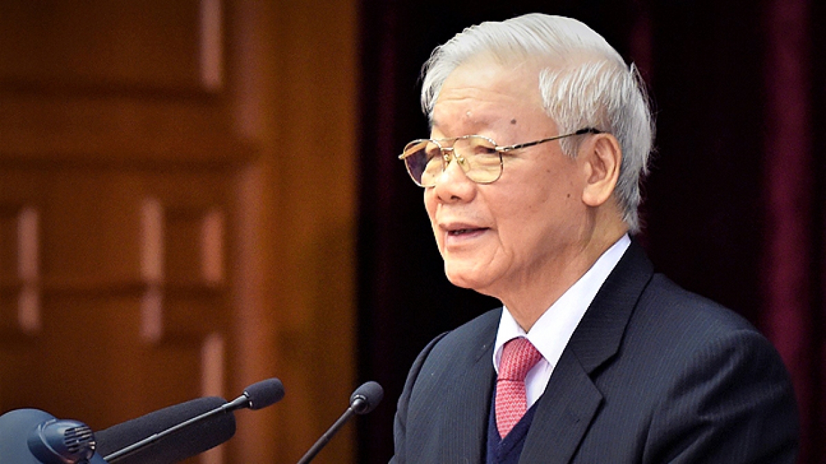 Tổng Bí thư, Chủ tịch nước Nguyễn Phú Trọng phát biểu bế mạc Hội nghị Trung ương 14.