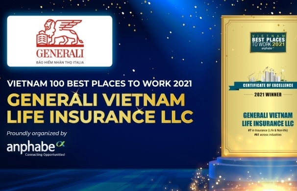 Generali được vinh danh “Top 100 nơi làm việc tốt nhất Việt Nam 2021”