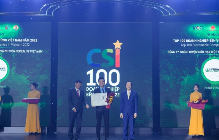Herbalife Việt Nam được vinh danh Top 100 Doanh nghiệp Bền vững Việt Nam năm 2022