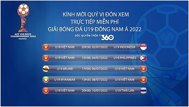 TV360 Viettel đồng sở hữu bản quyền phát sóng AFF U19 Championship 2022