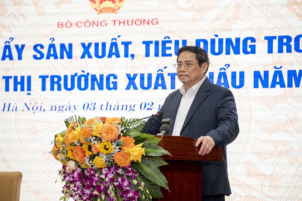 Thủ tướng Chính phủ Phạm Minh Chính phát biểu chỉ đạo tại hội nghị. Ảnh: Anh Minh