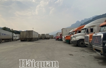Khoảng 300 xe hàng tồn tại khu vực cửa khẩu quốc tế Thanh Thủy chờ xuất khẩu