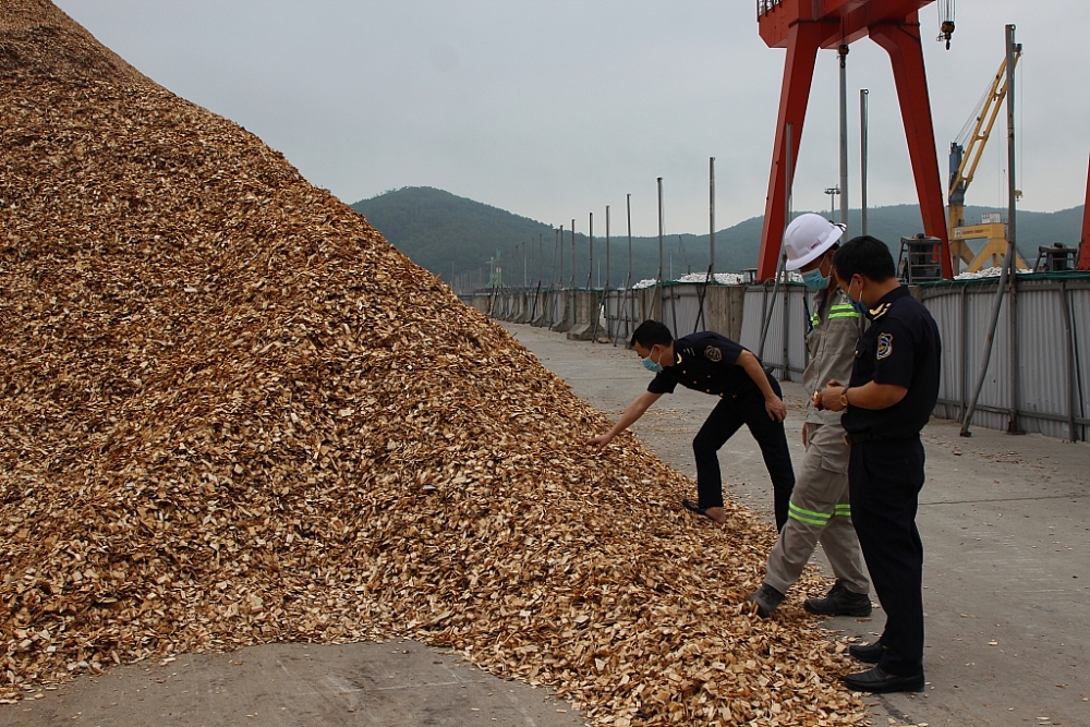 công chức Chi cục Hải quan cửa khẩu cảng Nghi Sơn kiểm tra hàng hóa XNK. Ảnh: HQTH