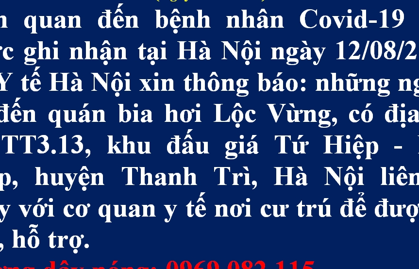 Hà Nội thông báo khẩn tìm người tới quán bia Lộc Vừng