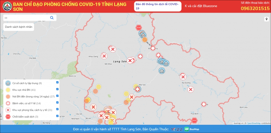 Lạng Sơn: Theo dõi tình hình dịch bằng bản đồ Covid-19