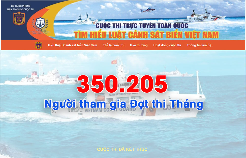 Cuộc thi “Tìm hiểu Luật Cảnh sát biển Việt Nam” thu hút 829.369 lượt người tham gia