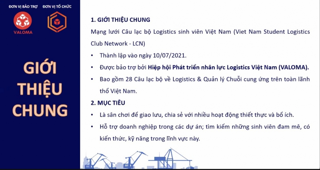 Mạng lưới Câu lạc bộ Logistics sinh viên Việt Nam tạo ra một môi trường để sinh viên phát triển toàn diện về kỹ năng cũng như năng lực chuyên môn ngành logistics. 