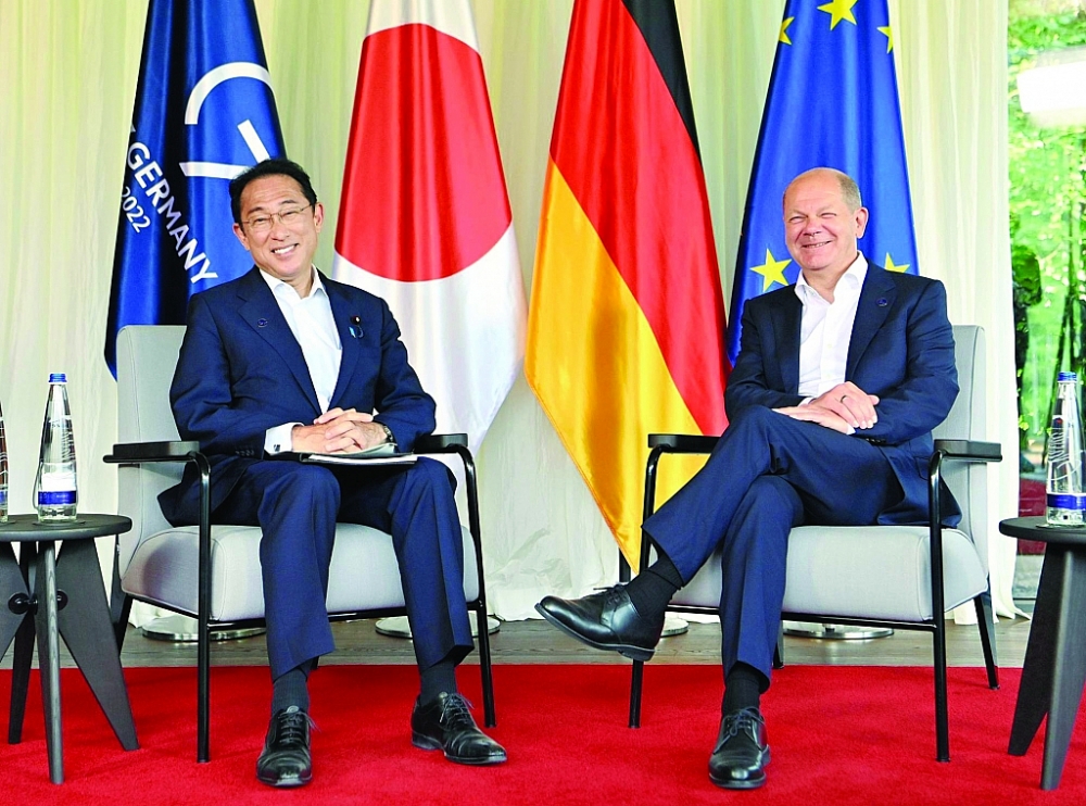 Thủ tướng Đức Olaf Scholz gặp người đồng cấp Nhật Bản Fumio Kishida trong chuyến thăm Nhật Bản từ ngày 17-19/3