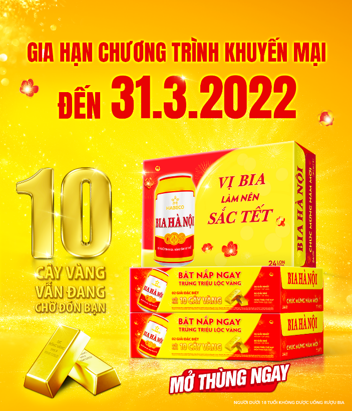 Hai chương trình khuyến mại của Bia Hà Nội được gia hạn đến 31/3/2022