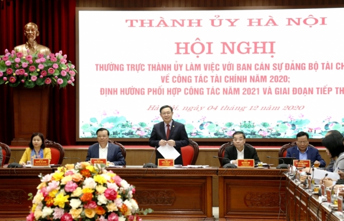 Ban cán sự Đảng Bộ Tài chính làm việc với Thành ủy Hà Nội về công tác tài chính