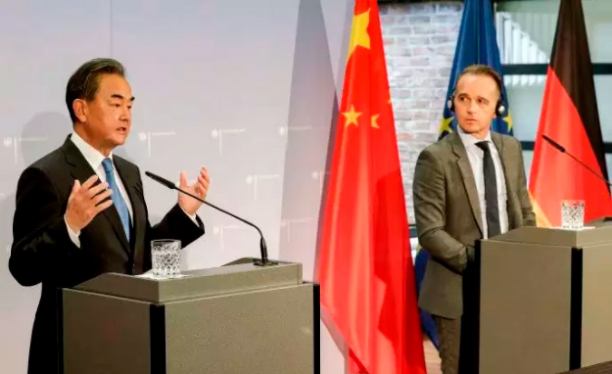 Ngoại trưởng Trung Quốc Vương Nghị trong chuyến thăm Đức cuối tháng 8/2020. Anh: DW