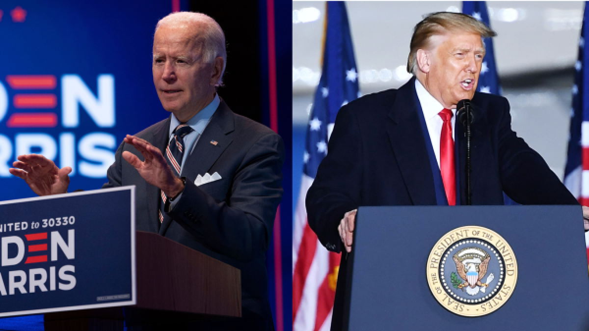 Ông Biden dẫn trước ông Trump 10 điểm trong hai cuộc thăm dò dư luận trước bầu cử. Ảnh: Getty