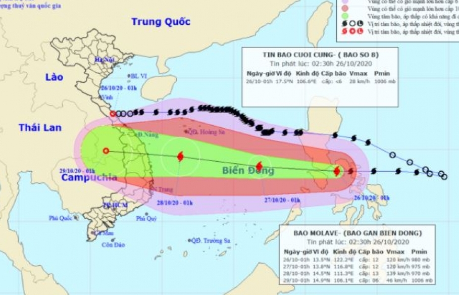 Bão Molave (Bão số 9) đi vào Biển Đông và tiếp tục mạnh thêm