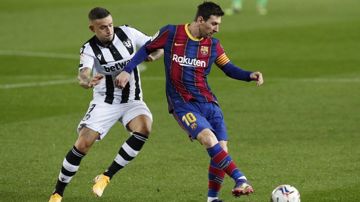 Messi ghi bàn duy nhất giúp Barca đánh bại Levante 1-0. (Ảnh: AS).